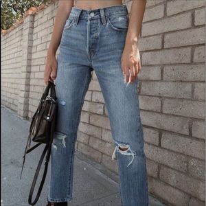 Levi’s 501 Original Cropped Distressed Jean